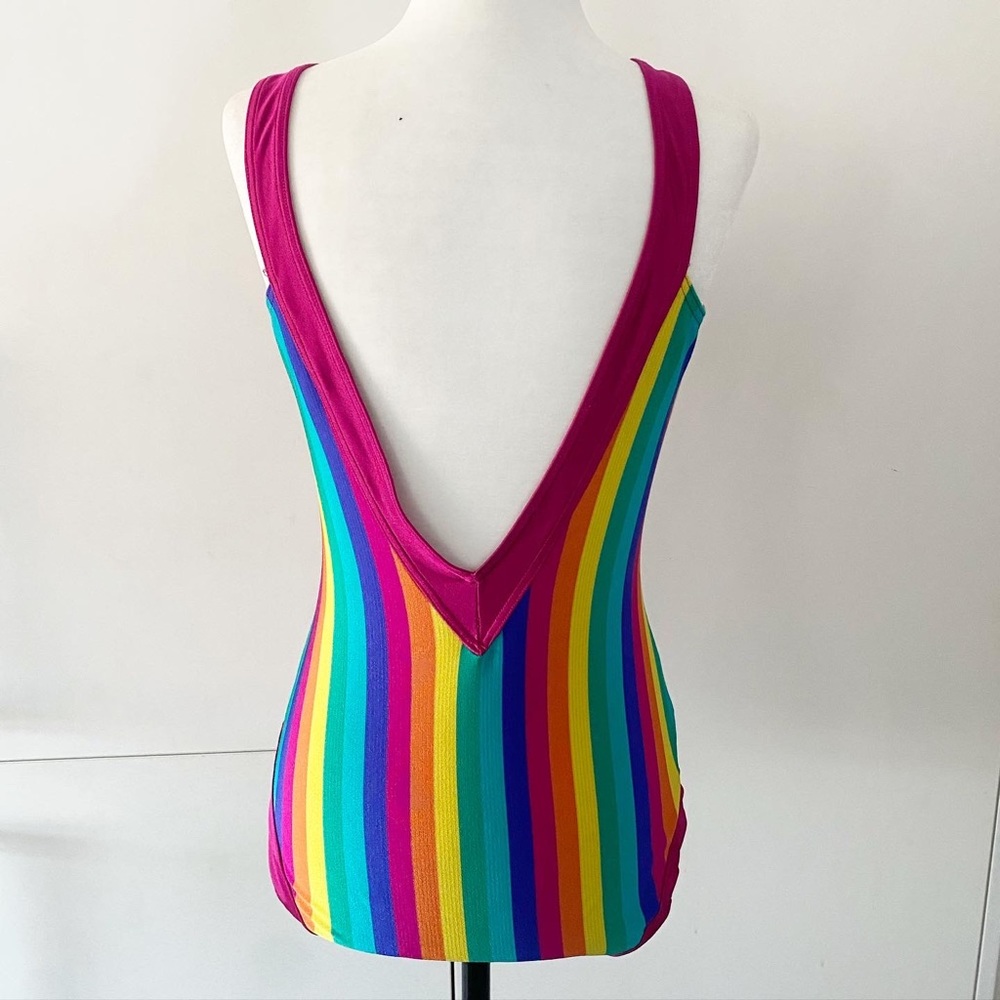 70s Rose Marie Reid rainbow one piece swimsuit Sz Medium - Picture 2 of 5